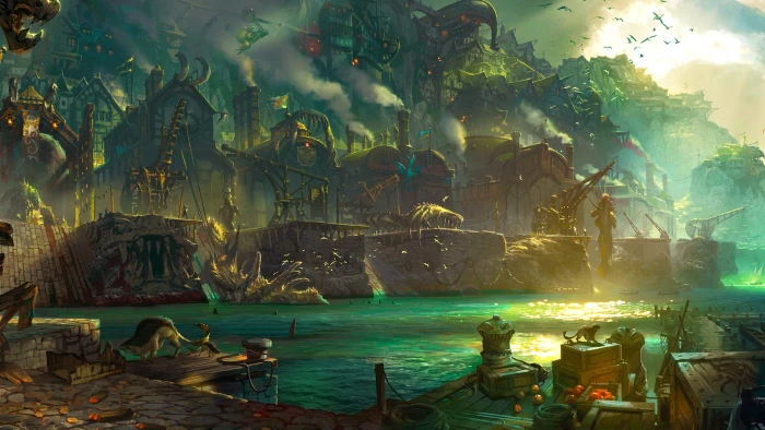 castle near body of water digital wallpaper League Legends 2k