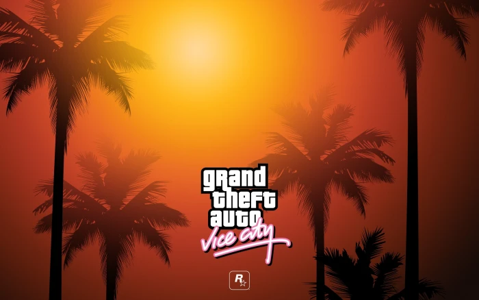 Grand Theft Auto Vice City case cover palm trees the inscription 2k