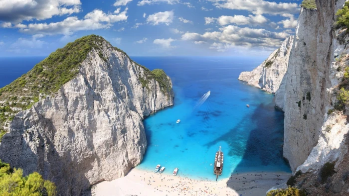 greece europe seashore rodos beach amazing sky cliff 2k