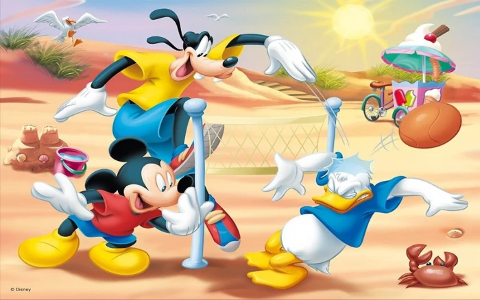 Mickey Mouse Goofy and Donald Duck Beach Volleyball HD Wallpapers 2k