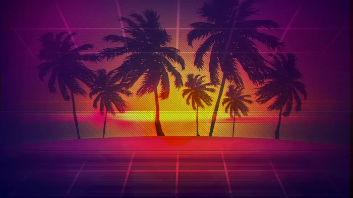 Retro style palm trees vaporwave tropical climate plant 2k