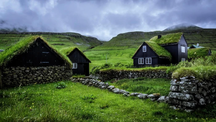rural area turf house houses husavik grass roof village 2k