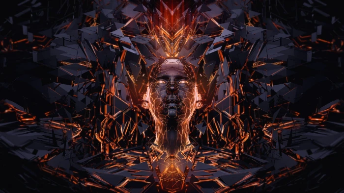 human formed graphics abstract digital art front view 2k