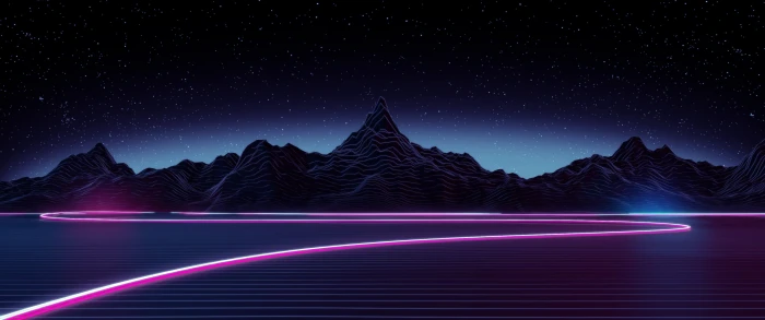 black mountain wallpaper digital art neon mountains lake 64 2k