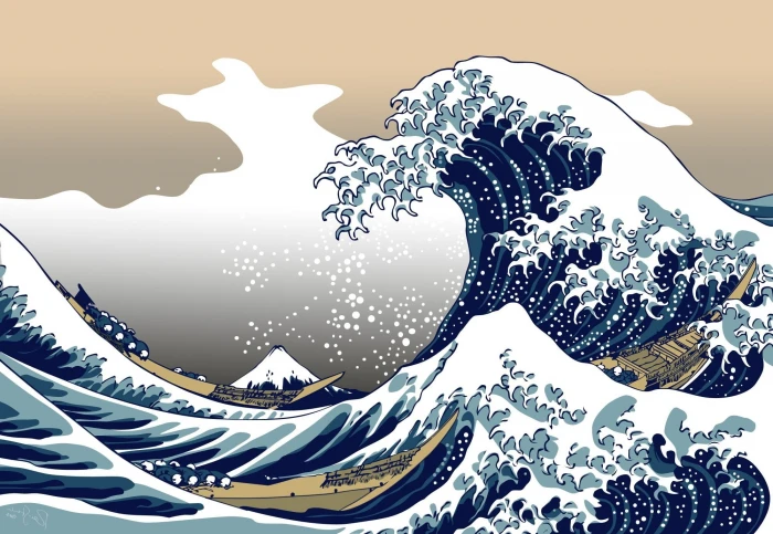 blue nature The Great Wave Off Kanagawa no people water 2k