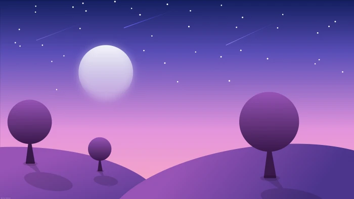 digital art minimalism nature landscape trees Moon stars 2k 4k 5k 8k