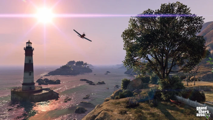 Grand Theft Auto V game screenshot sea landscape tree gta 5 2k
