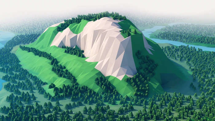 green and white polygonal mountain digital wallpaper low poly 2k