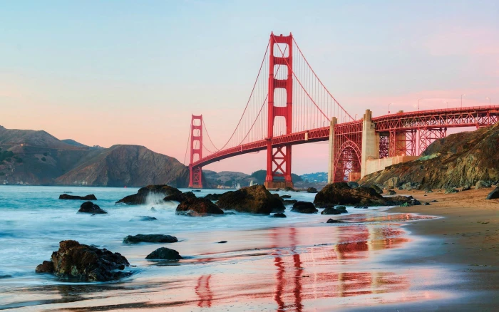 red and white concrete building Golden Bridge Gate 2k