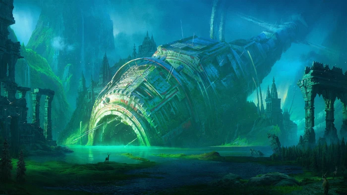 Sci Fi Landscape Ruin Scenery 2k