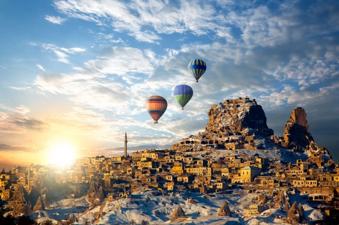 Turkey hot air balloons Cappadocia sky nature sunset cloud 2k