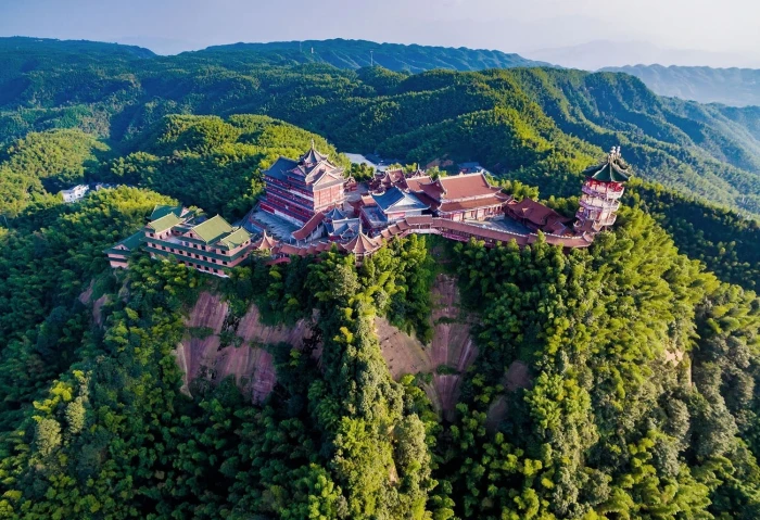 blue green and yellow textile nature landscape China aerial view 2k