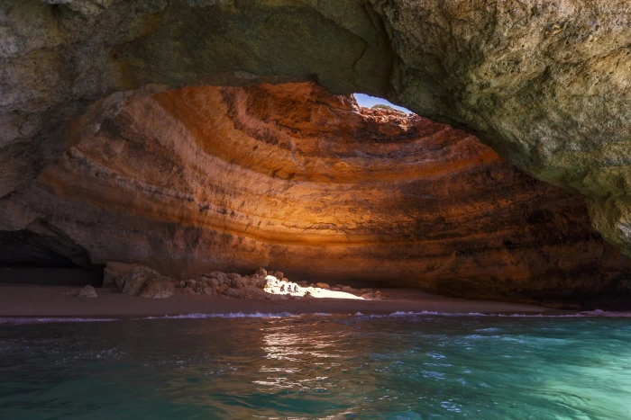 brown cave beach summer stay the grotto Portugal Algarve 2k