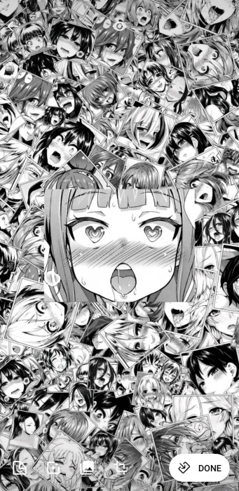 anime girls monochrome digital art ahegao