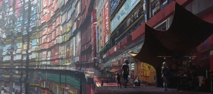 brown concrete buildings cyberpunk fan art city fantasy 2k