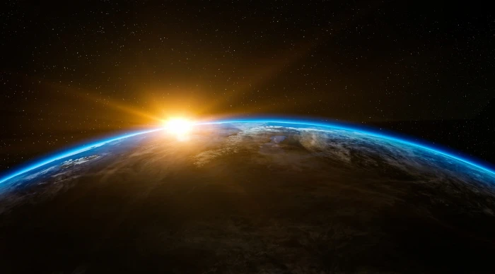 Earth Sunrise from Space planet earth Above Black Sunshine 2k 4k