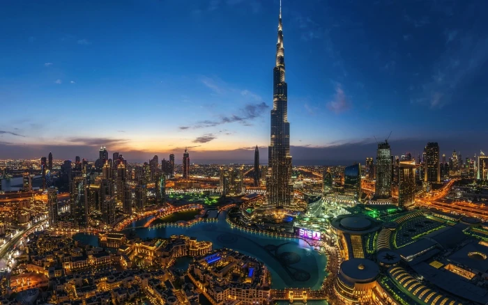 Night Lights in Dubai uae dubai city landscape 2k