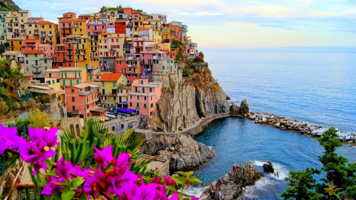 pink flowers travel city architecture tourism europe sky 2k