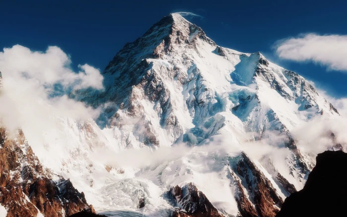 snow covered mountain mountains clouds nature cold temperature 2k