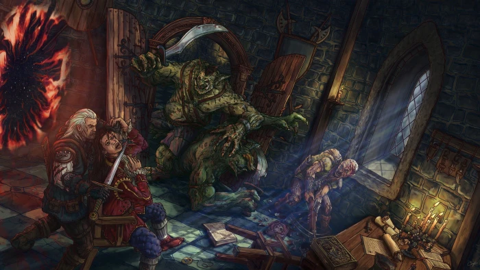 the portal art monsters Witcher goblins teleport 2k