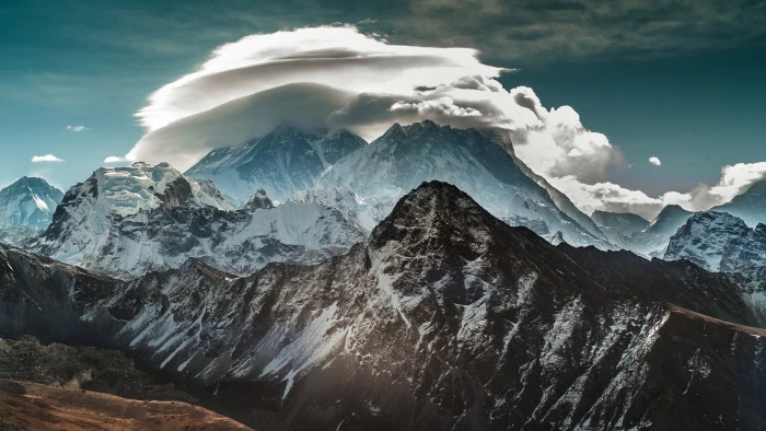 nature mountains clouds snow landscape Himalayas snowy peak 2k