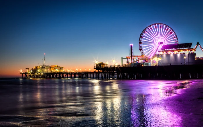 amusement architecture beaches buildings colors dock dusk 2k