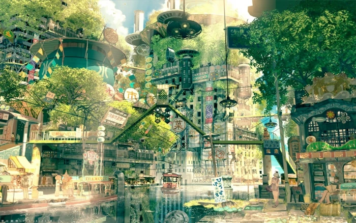 anime city Cityscape drawing Fictional Imperial Boy Japan 2k