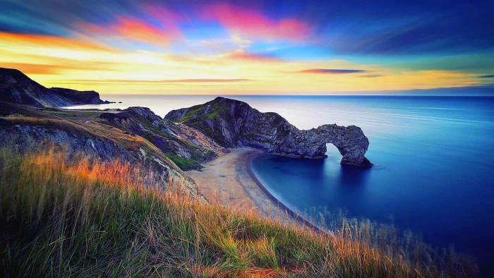 sea united kingdom england dorset jurassic coast durdle door 2k