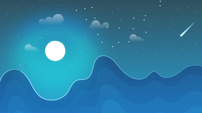 Moon Winter Night Stars Blue Landscape 2k 4k 5k 8k