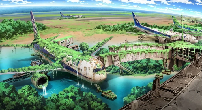 Post apocalyptic Scenery Jurassic area wallpaper Artistic Fantasy 2k