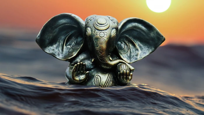 Lord Ganapati Bappa Idol representation close up art and craft 2k
