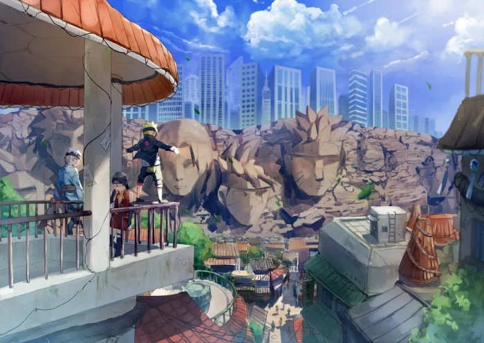 naruto hokages statues boruto uchiha sarada mitsuki Anime 2k