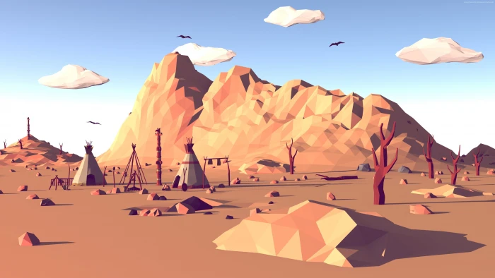 nature landscape polygon low poly 2k 4k