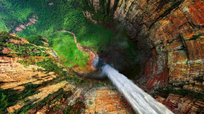 nature canyon valley landscape mountain waterfall rock 2k