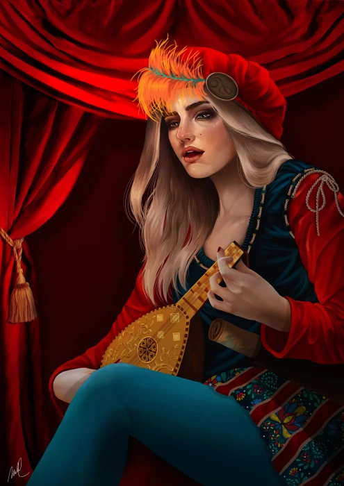 Priscilla Looking at the side open mouth blond hair fan art 2k