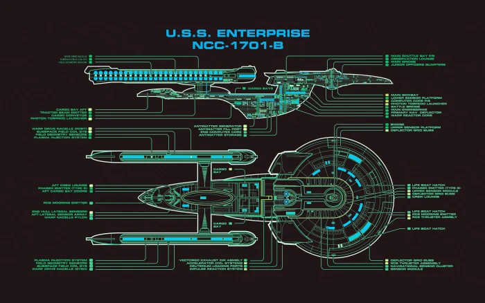 Star Trek USS Enterprise spaceship schematic technology 2k