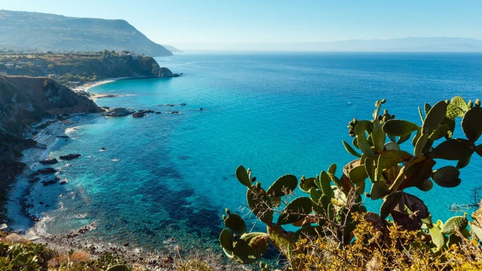 Calabria sea landscape Italy plants nature Capo Vaticano 2k