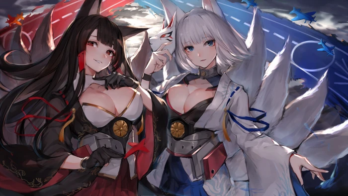 Akagi Azur Lane Kaga video games anime girls 2k