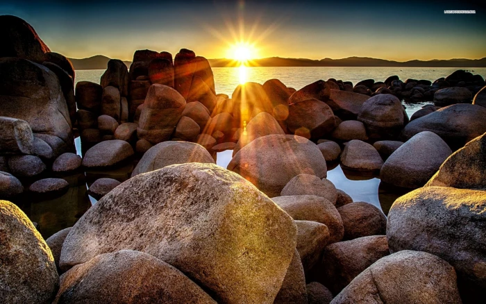 Amazing Beach sunrise sea sky Rock nature 2k