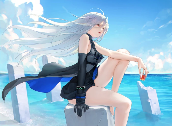 Arknights Skadi sea side beach 2k