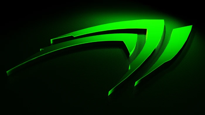 green and black wallpaper Nvidia GPUs logo metal technology 2k 4k