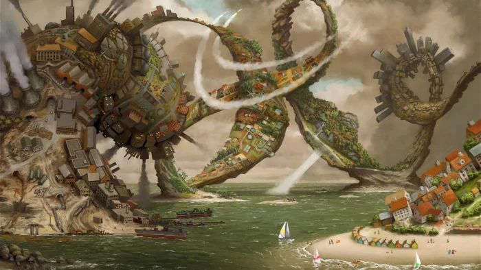 robot illustration digital art fantasy painting surreal 2k