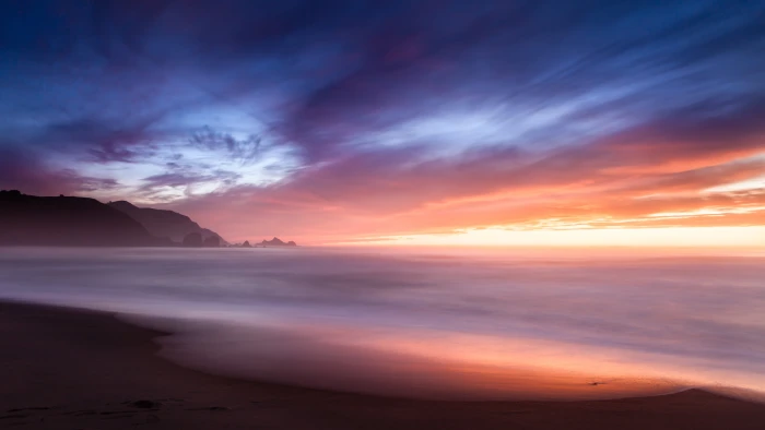 time lapse photography of foggy horizon during golden hour End the Road 2k 4k 5k