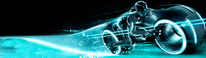 black and teal motorcycle Tron Legacy Light Cycle movies 2k 4k