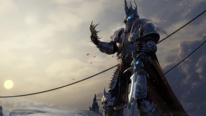 knight holding sword digital wallpaper The Lich King 2k 4k
