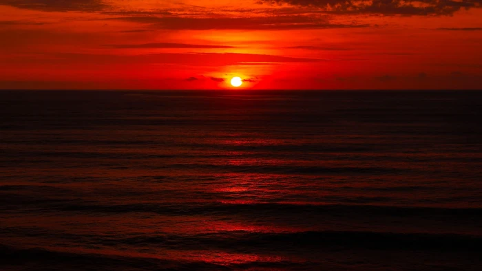 ubatuba ocean sunset brazil waves nature water red sky 2k 4k