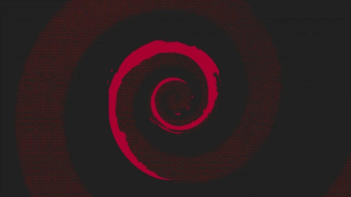 red and black swirl wallpaper coil graphic Debian 2k 4k