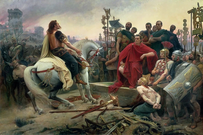 roman empire painting Vercingetorix Throws Down his Arms at the Feet of Julius Caesar 2k