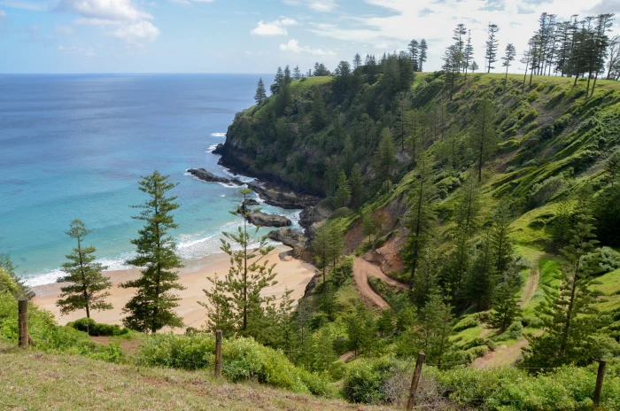 view scenery coast landscape scenic ocean norfolk island 2k