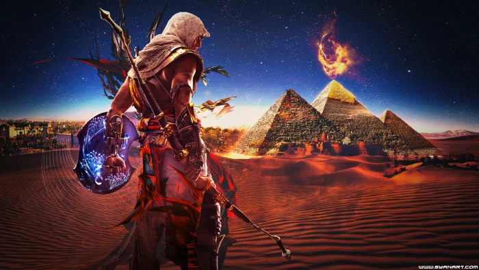 Assassin s Creed wallpaper pyramid video games fan art Origins 2k 4k